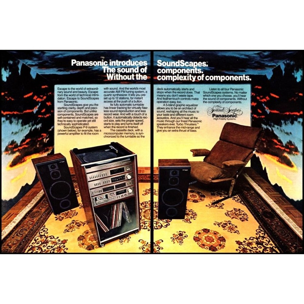 1981 Panasonic Soundscapes Stereo 2 Page Vintage Print Ad Audiophile Wall Art